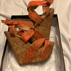 Orange Canvas Wedges